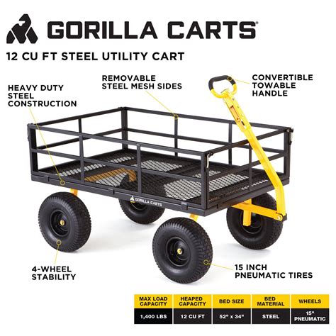 gorilla steel utility cart parts